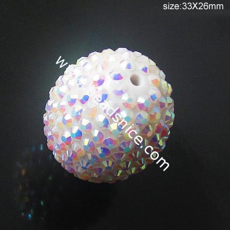 Resin Rhinestone Beads,32X24mm,hole:2mm