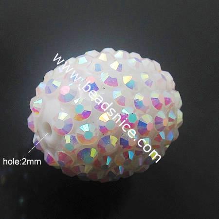 Resin Rhinestone Beads,Oval,23X20mm,hole:2mm