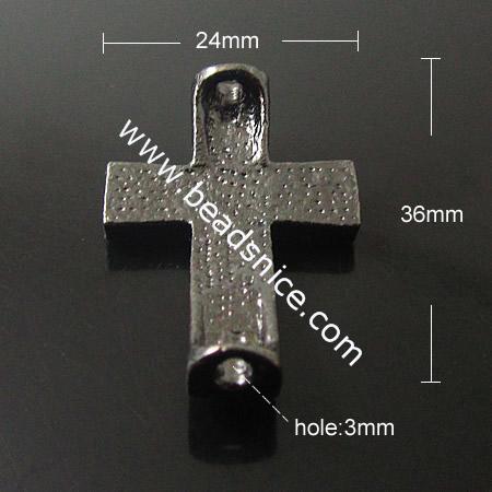 Rhinestone Connector,Cross,36X24mmhole:3mm,Nickel-Free,Lead-Safe