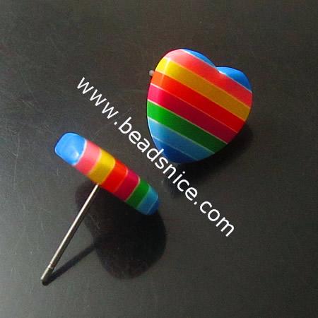 Acrylic Stud Earring,Flat Heart,14X14X16mm