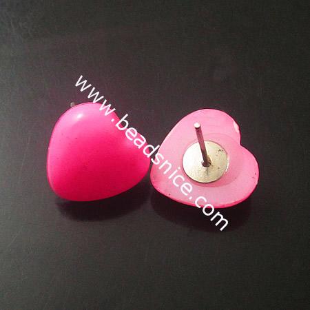 Acrylic Stud Earring,Heart,14X14X17mm