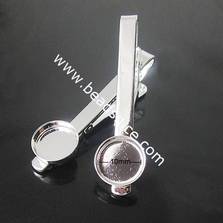 DIY Tie Clip Kit - w/10mm Bezel Setting,Length:54mm,Nickel-Free,Lead-Safe,