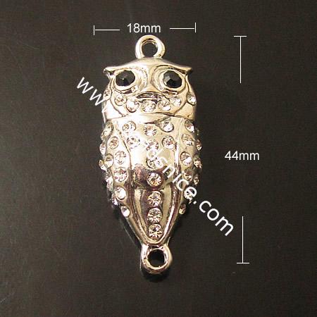 Alloy Magnetic Hematite Clasps with rhinestone,44X18mm,hole:3mm
