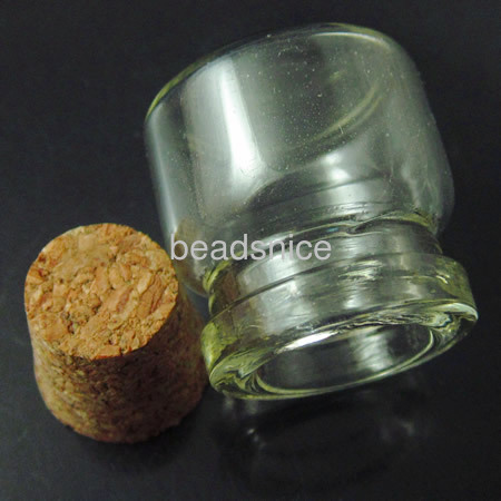 Glass Nail Box, with cork, transparent,22x22x12mm,