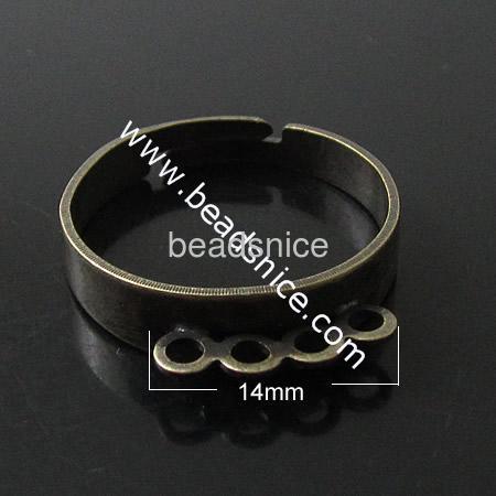 Adjustable single loop ring basese,brass,size: 9