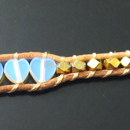 Wrap Bracelets Beautiful Copper beads Bracelets Stainless steel Wrap Bracelet on Natural Leather,