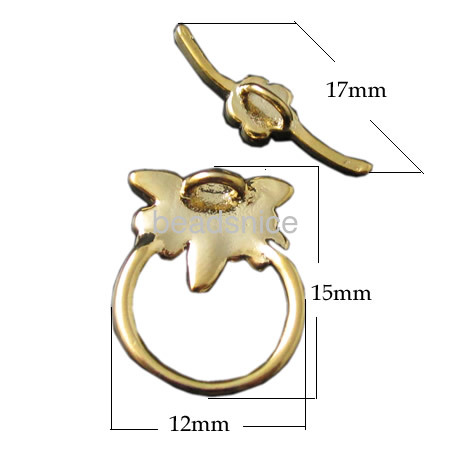 20k Vacuum real gold plating, More than 2 microns thick, Brass Toggle Clasp jewelry supplies