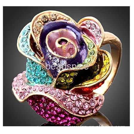 18k rose gold GP crystal finger ring