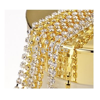 Row SS8 brass crystal rhinestone cup chain, more color for  choose