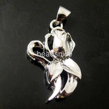 Pendants for necklaces, brass, flower, lead-safe, nickel-free,