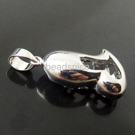 Heart shape pendant, brass, Heart, lead-safe, nickel-free,