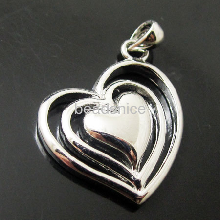 Heart shape pendant, brass, Heart, lead-safe, nickel-free,