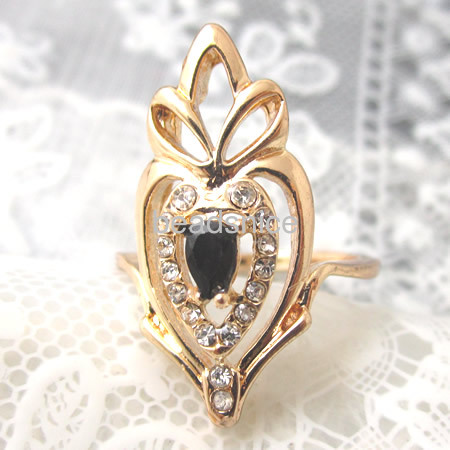 Korean jewelry rhinestrone adjustable ring,size:8