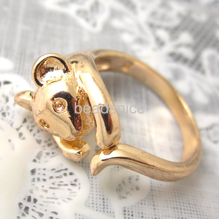 Korean jewelry rhinestrone adjustable ring,size:8,animal