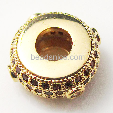 Wholesale brass CZ paved rhinestone beads