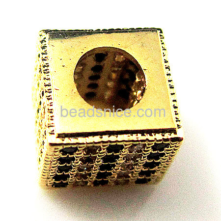 Brass CZ Paved rhinestone square beads
