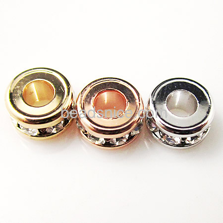 Pave beads CZ pave round ring bead  8pcs cubic zirconia pave on large round hole brass Bead