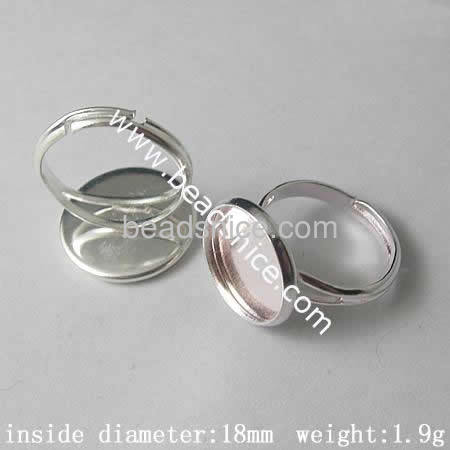 Brass Bezel Ring Settings,size:8 ,lead-safe,nickel-free,flat round,