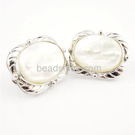 Silver 925 stud earrings with shell