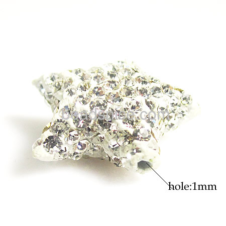 Fashion jewelry clay rhinestone beads pave half drilled star shaped for women
