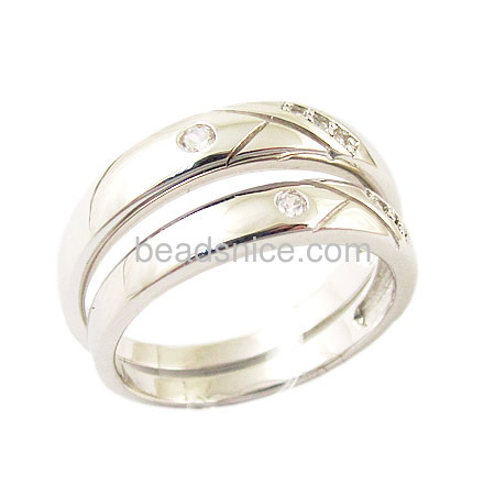 Couple love band 925 silver rings as valentine gift,Ladies Size:7,Mens Size:8