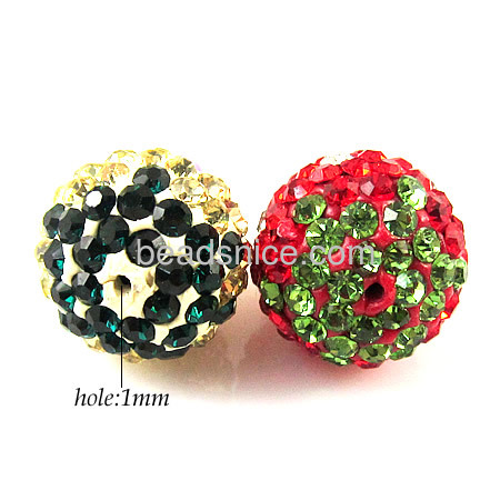 Colorful rhinestone bead clay pave half drilled chinese strawberry shaped