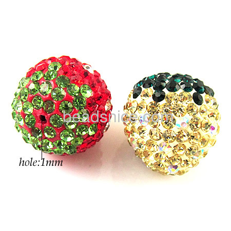 Wholesale rhinestone beads clay pave half drilled colorful strawberry shaped