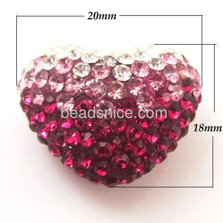 Fancy colorful heart shape bead garment jewelry finding rhinestone decorative for women