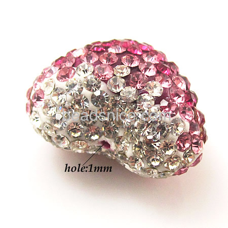 Fancy colorful heart shape bead garment jewelry finding rhinestone decorative for women