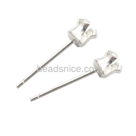 0.7mm 925 Sterling Silver Ear Stud Component fit 2mm diamond