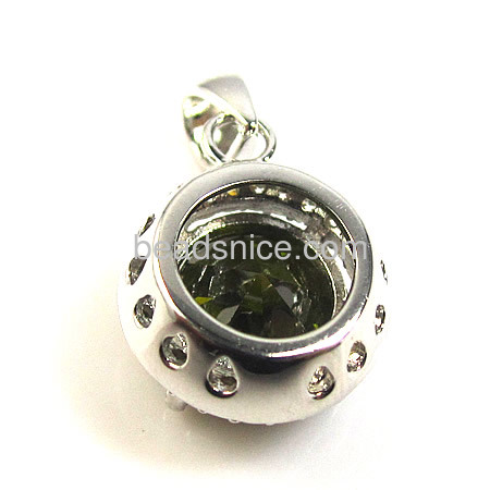 925 sterling silver with 3layer platinum plated pendant  100% Natural Peridot  with zircon