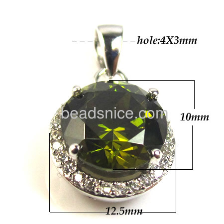 925 sterling silver with 3layer platinum plated pendant  100% Natural Peridot  with zircon