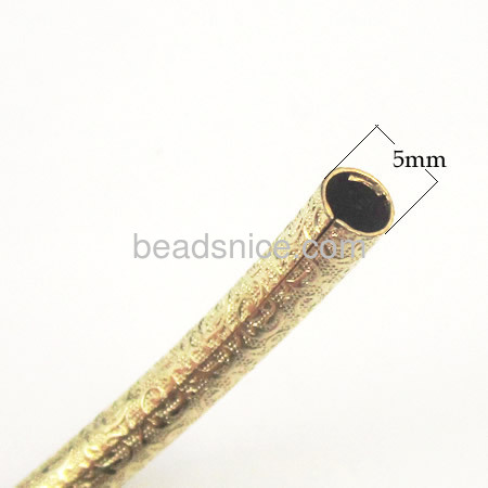 Gold filled tube beads  curved   textured pattern