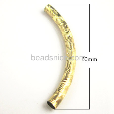 Gold filled tube beads  curved   textured pattern