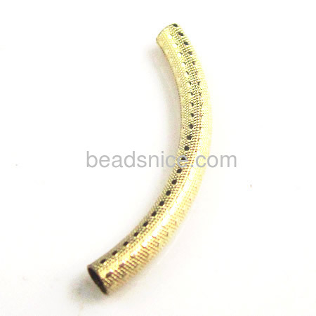 Gold filled tube beads, curved, textured pattern