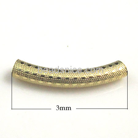Gold filled tube beads  curved  textured pattern