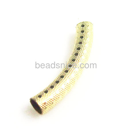 Gold filled tube beads  curved  textured pattern