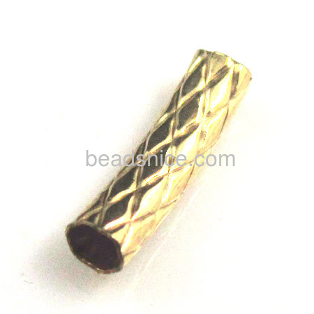 Gold filled tube beads curved  textured pattern
