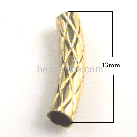 Gold filled tube beads curved  textured pattern