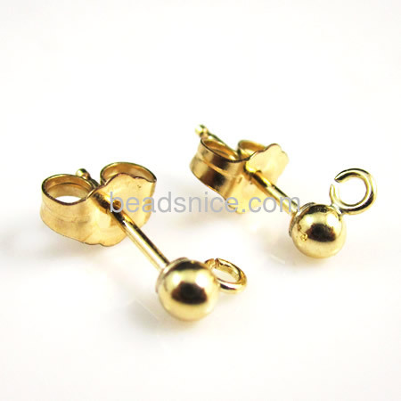 Earring ball studs posts gold filled loop ring parts