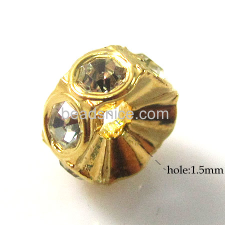 Rhinestone rondel beads crystal real  gold plated  by Austria rhinestone