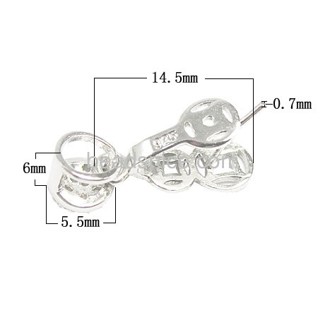 0.7mm clip rough 100% handmade pure 925 sterling silver jewelry bails