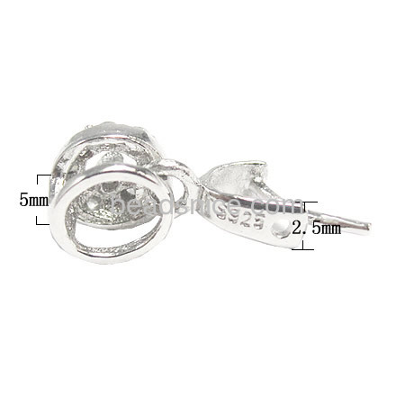 0.6mm clip rough pure 925 silver pendant bail clasp connector