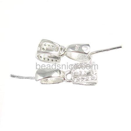 0.6mm clip rough pure 925 sterling silver jewelry bails