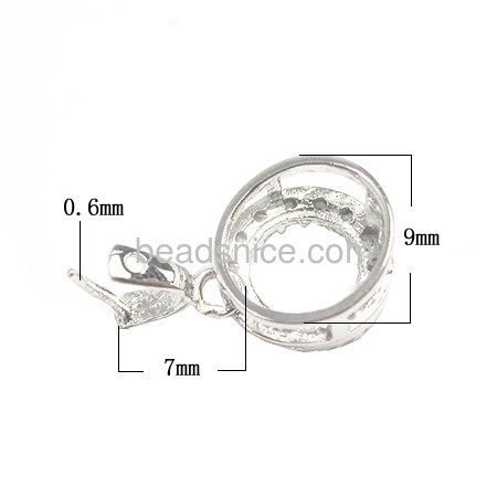 0.6mm clip rough pure 925 silver pendant bail with ZC