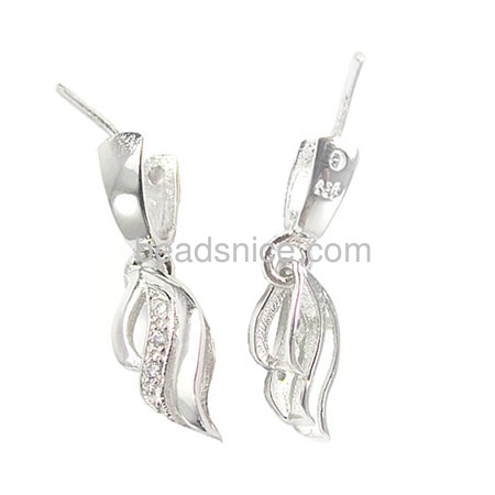 0.6mm clip rough diy jewelry of 925 sterling silver bails for pendants making