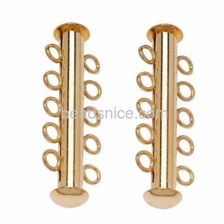 Brass Clasps,Round tube，30x10.5x6mm,Hole:2mm,Nickel-Free,Lead-Safe,