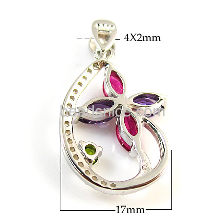 Fashion sterling silver 925  pendant with colorful zircon