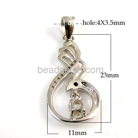 Diy jewelry pendant of sterling silver 925  pendant with zircon