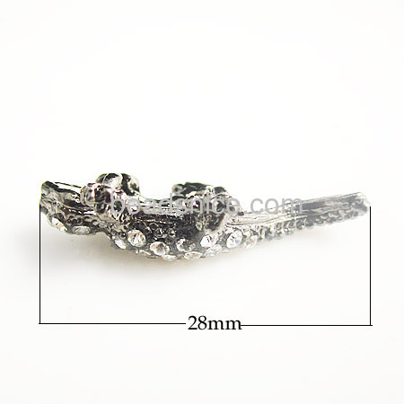 Curved Sideways Rhinestone Crystal Lizard Shape Bracelet Connector